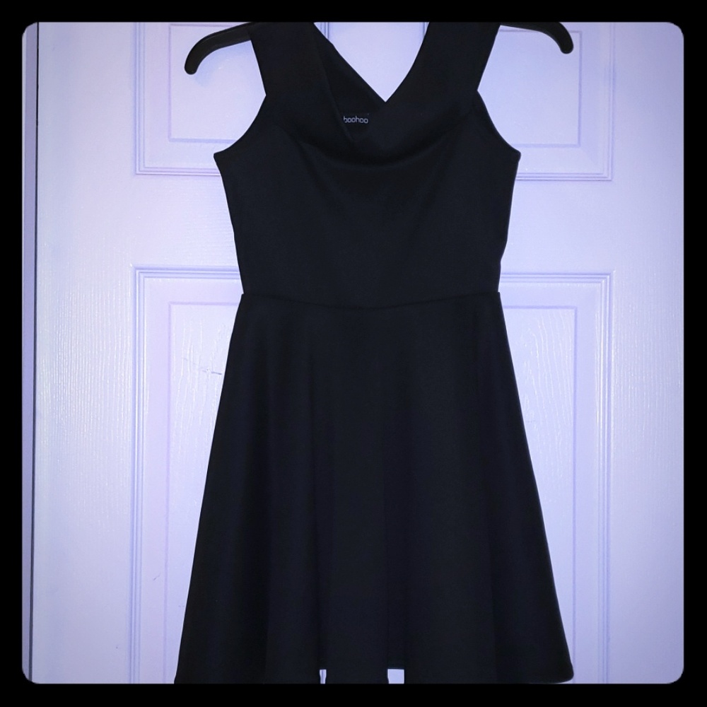 Boohoo Off the Shoulder Black Dress